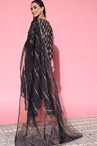women ethnic motifs regular kurta with trousers & with dupatta