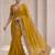 Mustard floral sequinned poly georgette saree