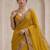 Mustard floral sequinned poly georgette saree