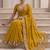 Mustard floral sequinned poly georgette saree