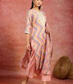 women printed regular thread work kurta with trousers & with dupatta