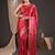 Red ethnic motifs zari silk blend designer banarasi saree