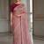 Rose floral embroidered satin saree