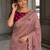 Rose floral embroidered satin saree
