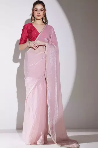 Pink tissue ready to wear saree