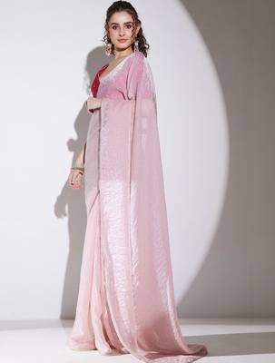 Pink tissue ready to wear saree 2