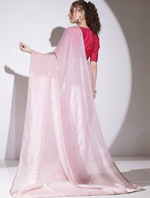 Pink tissue ready to wear saree 3