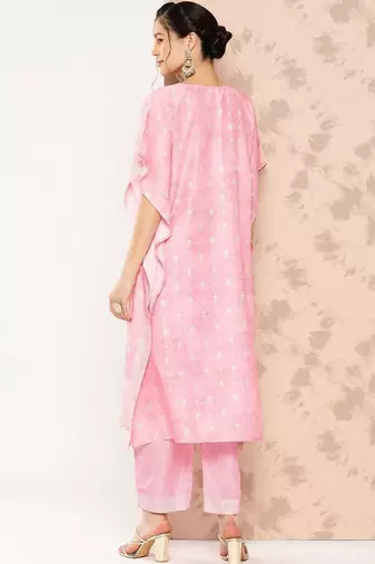 women ethnic motifs printed regular kurta with trousers