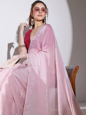 Pink tissue ready to wear saree 5