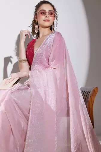 Pink tissue ready to wear saree