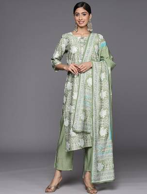 women floral printed regular kurta with trousers & with dupatta 1