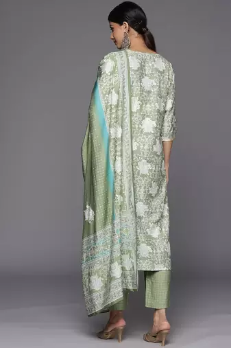 women floral printed regular kurta with trousers & with dupatta