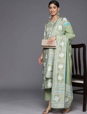 women floral printed regular kurta with trousers & with dupatta 6