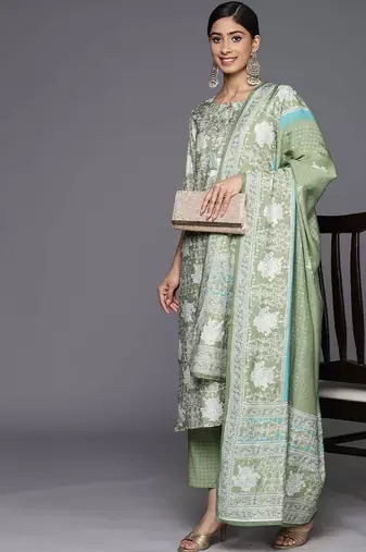 women floral printed regular kurta with trousers & with dupatta