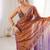 Copper embellished beads and stones satin designer saree