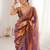 Copper embellished beads and stones satin designer saree