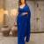 Blue floral embroidered  georgette dhoti saree