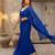 Blue floral embroidered  georgette dhoti saree