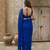 Blue floral embroidered  georgette dhoti saree