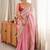 Pink women floral embroidered silk blend designer saree