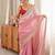Pink women floral embroidered silk blend designer saree