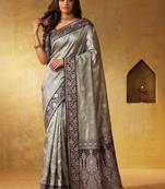 Grey woven design zari silk blend designer saree