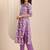 women floral printed empire thread work kurta with trousers & with dupatta