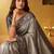Grey woven design zari silk blend designer saree