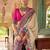 Cream ethnic motifs silk blend designer saree