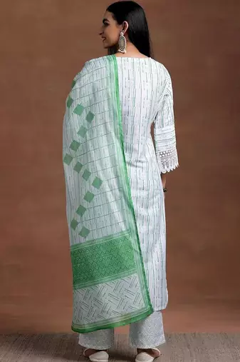 women ethnic motifs printed regular kurta with trousers & with dupatta