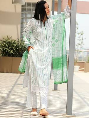 women ethnic motifs printed regular kurta with trousers & with dupatta 6