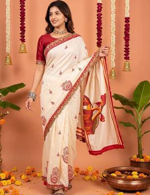 Off white women ethnic motifs embroidered designer garad saree 2