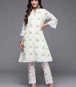 women printed regular kurta with trousers