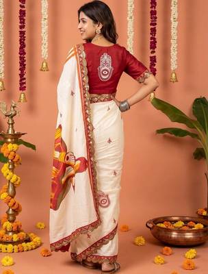 Off white women ethnic motifs embroidered designer garad saree 3