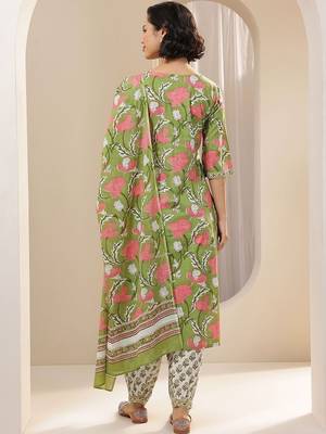 women floral printed regular kurta with salwar & with dupatta 5