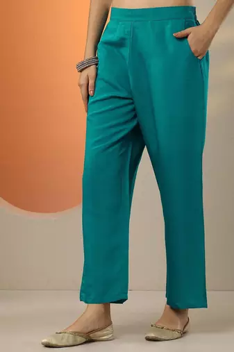ethnic motifs embroidered regular thread work kurta & trousers with dupatta