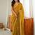 Mustard embellished embroidered tissue designer saree
