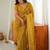 Mustard embellished embroidered tissue designer saree