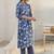 libas blue floral printed cotton blend straight suit set with dupatta