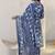 libas blue floral printed cotton blend straight suit set with dupatta