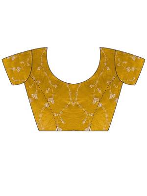 Mustard embellished embroidered tissue designer saree 4