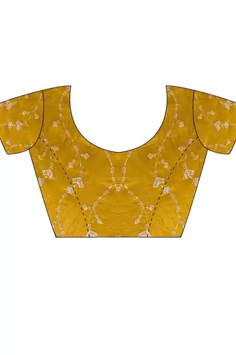 Mustard embellished embroidered tissue designer saree