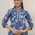 libas blue floral printed cotton blend straight suit set with dupatta