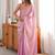 Pink embellished beads and stones satin designer saree