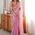 Pink embellished beads and stones satin designer saree