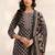 women ethnic motifs printed regular thread work kurta with trousers & with dupatta