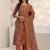 women ethnic motifs printed regular mirror work kurta with trousers & with dupatta