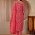 red ethnic printed cotton blend straight suit set