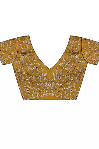Gold embellished embroidered  chiffon heavy work saree