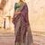 Purple kalamkari silk blend designer saree